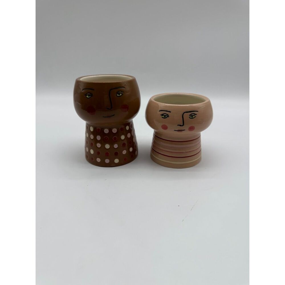 Opalhouse  Ceramic face planters for small plants or succulents set of 2